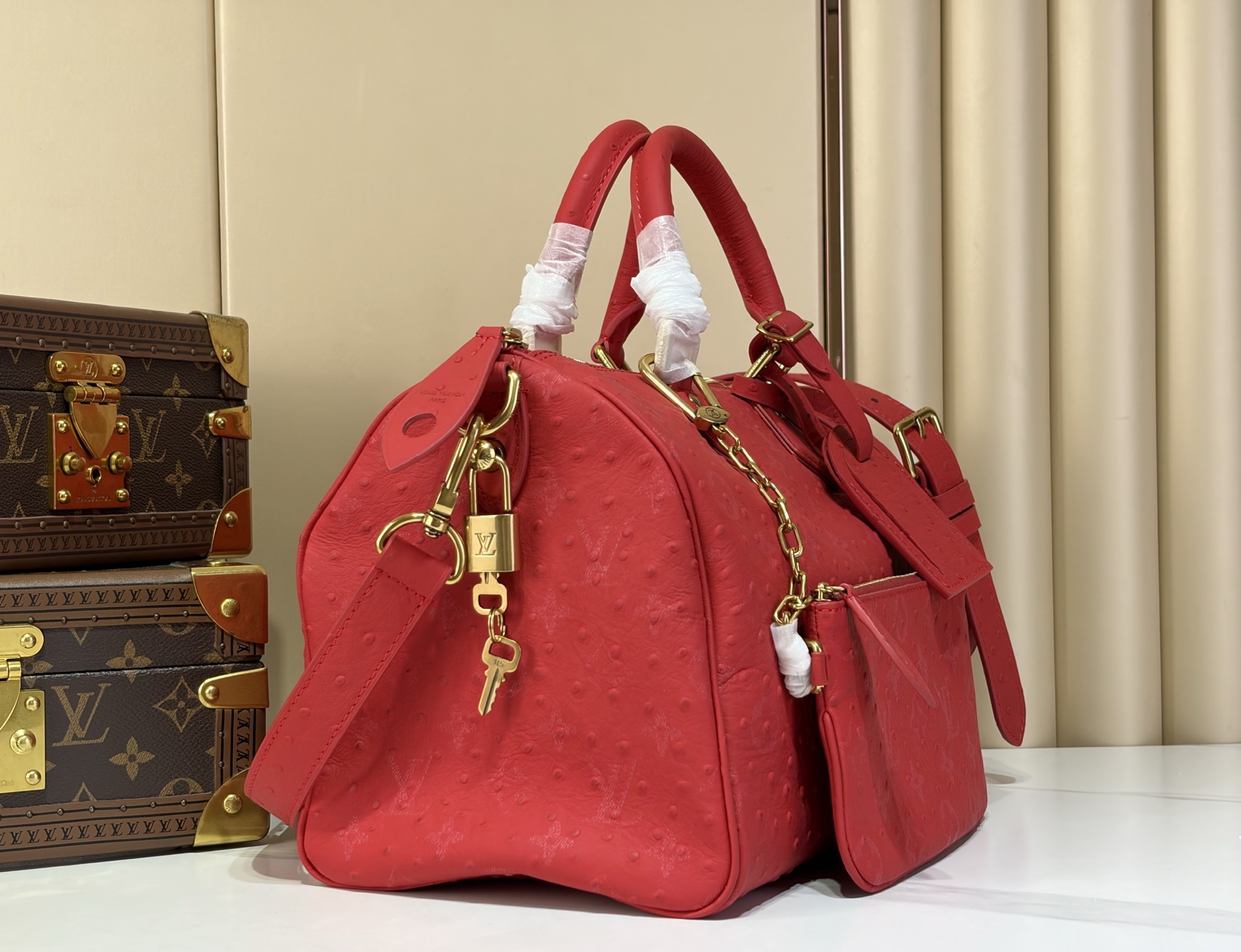 LV一比一紅色Monogram壓紋皮革旅行包 手提斜背女包| 14 LV一比一紅色Monogram壓紋皮革旅行包 手提斜背女包