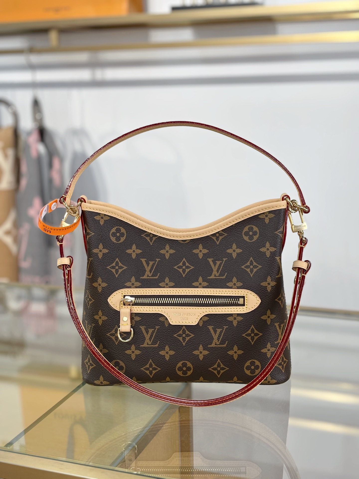 LV高仿Monogram老花腋下包 復古焦糖色肩帶女士單肩包