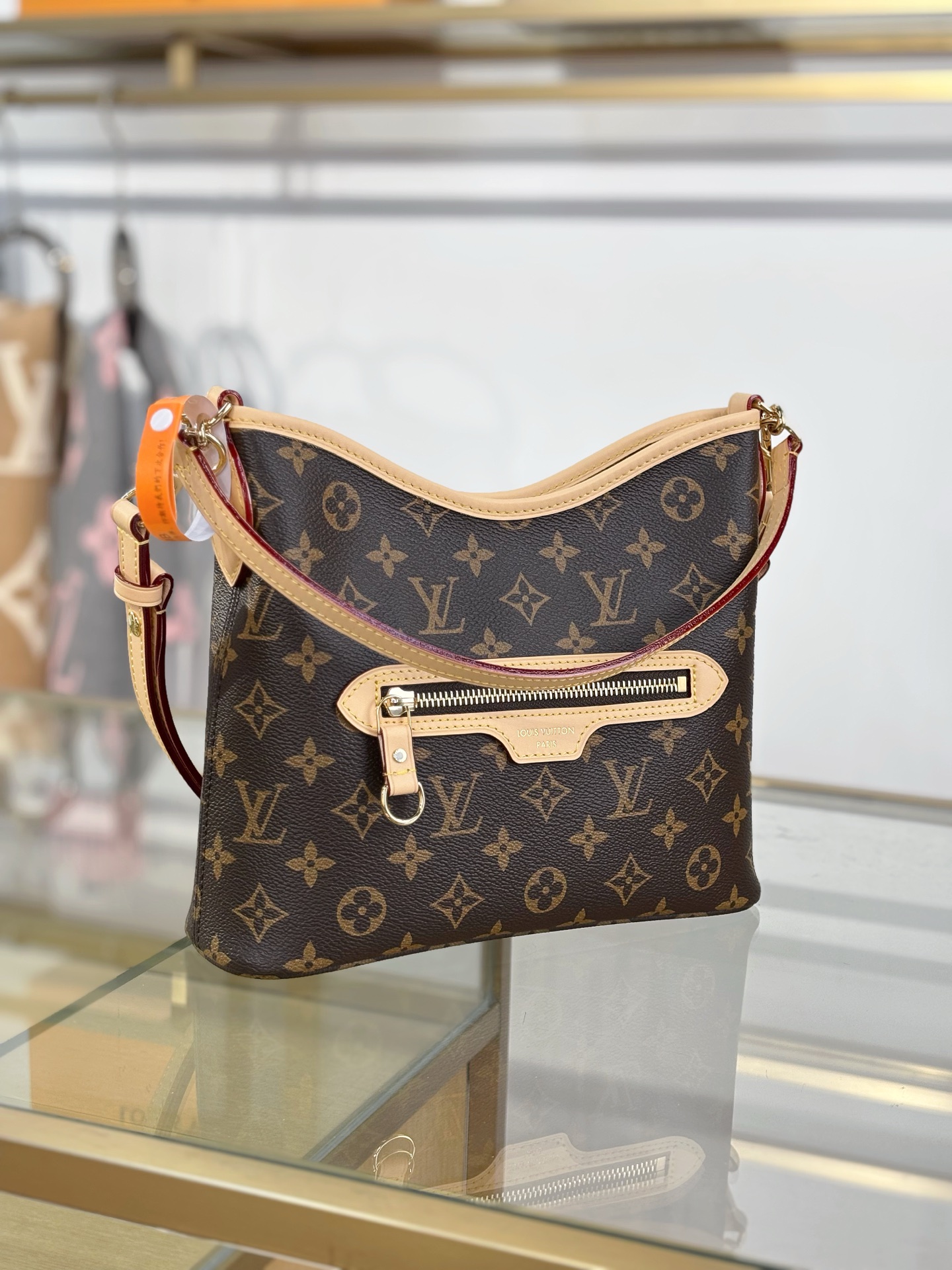 LV高仿Monogram老花腋下包 復古焦糖色肩帶女士單肩包
