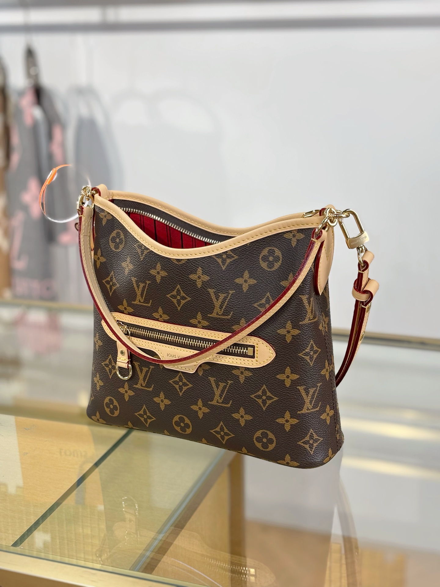 LV高仿Monogram老花腋下包 復古焦糖色肩帶女士單肩包