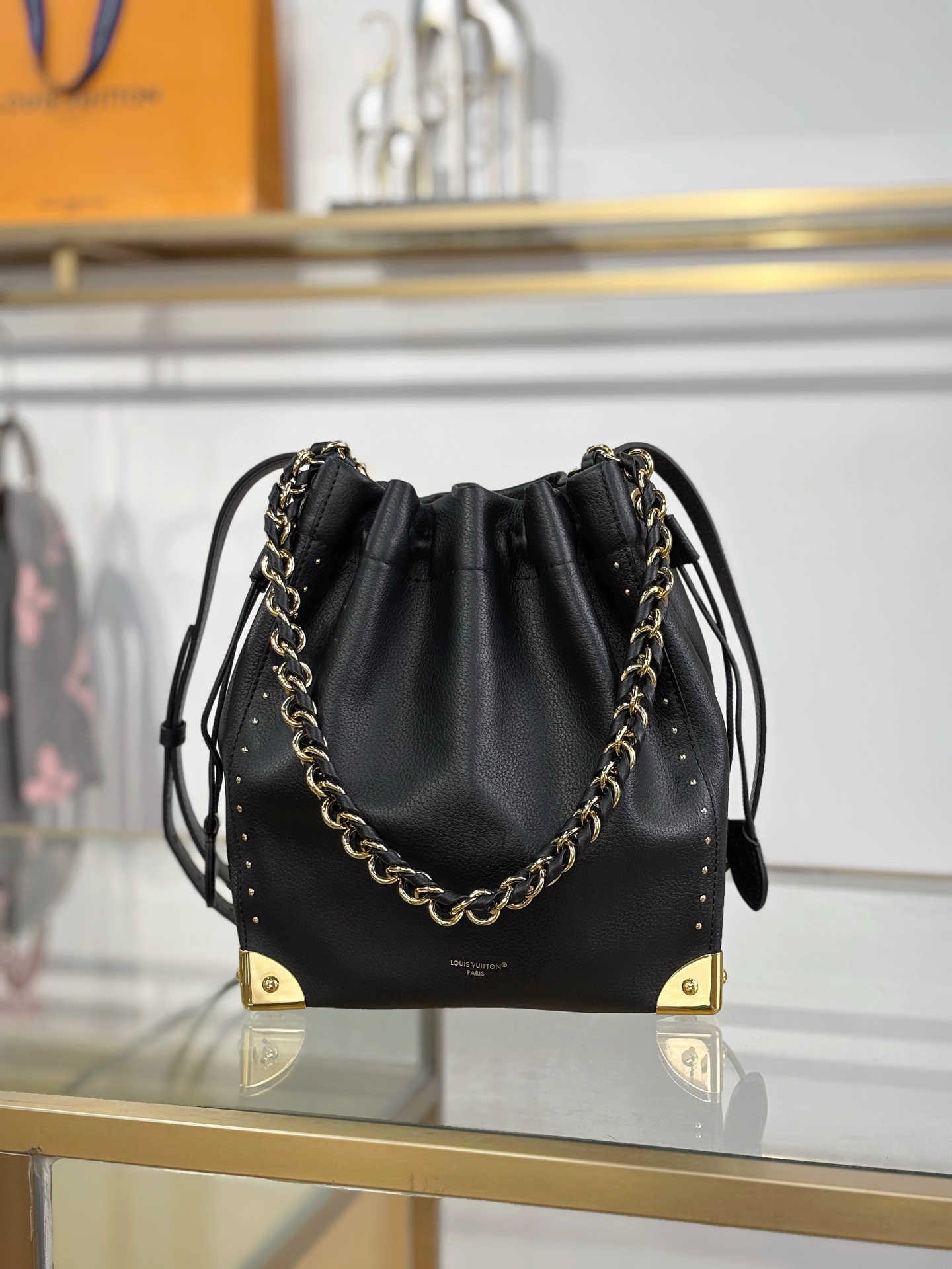 LV高仿米灰色Monogram Empreinte皮革小方包 手提斜背女包