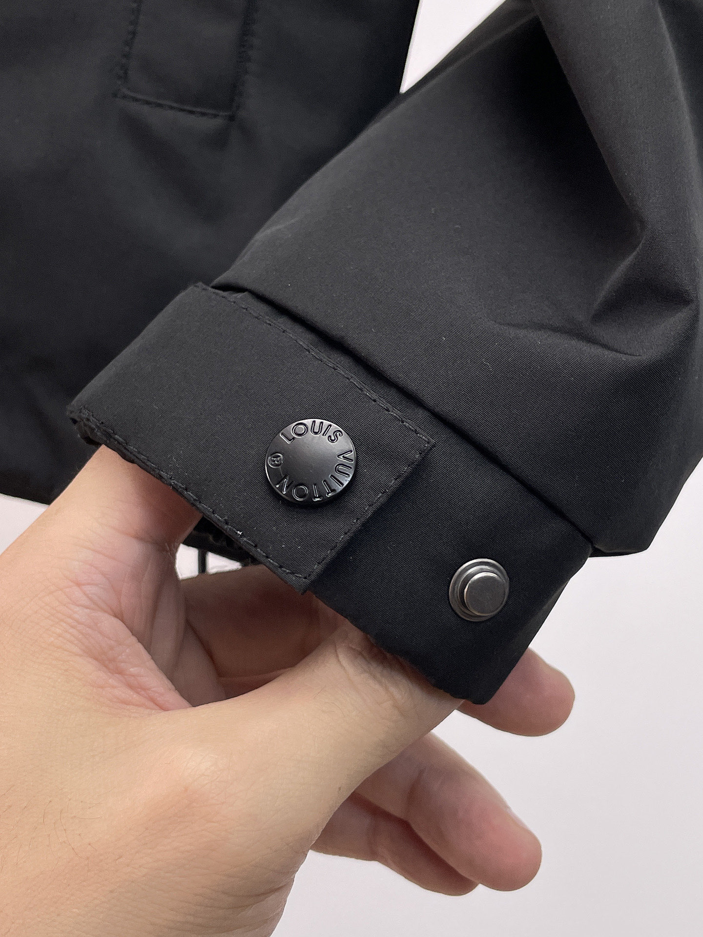原單LV男士外套 黑色Monogram拼接連帽防風夾克