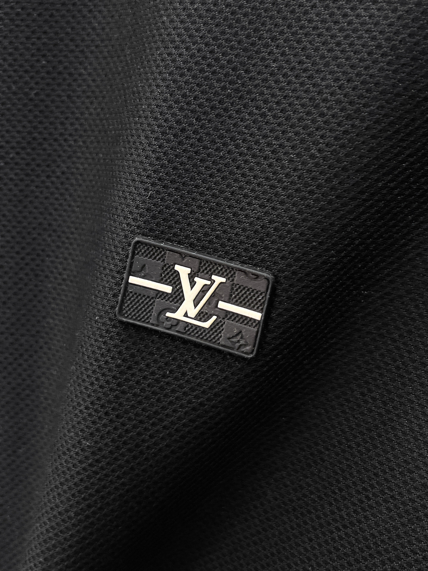 原單LV男士短袖Polo衫 深藍色Damier翻領Logo休閒上衣