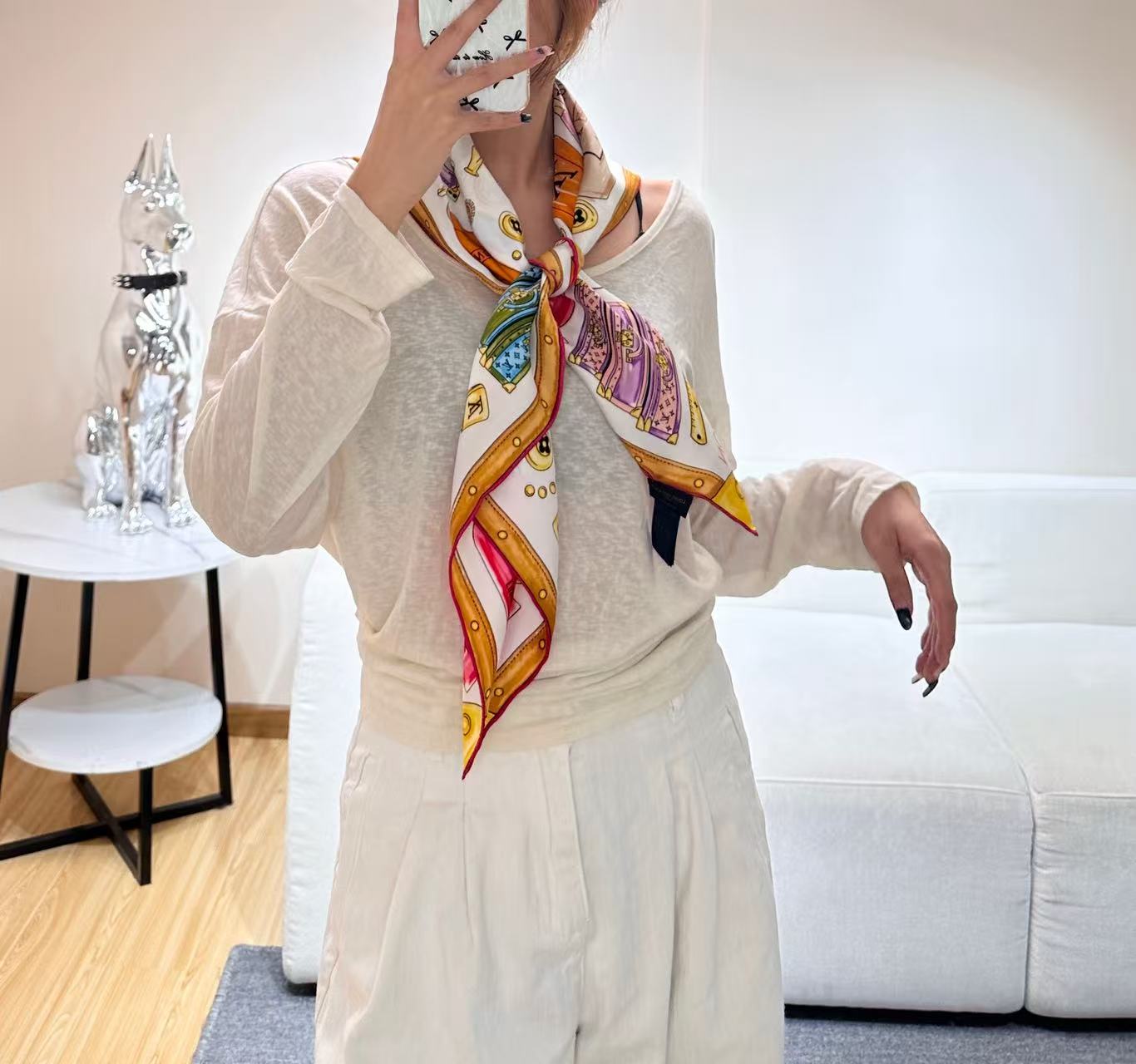 LV高仿藝術印花絲巾女氣質百搭裝飾圍巾