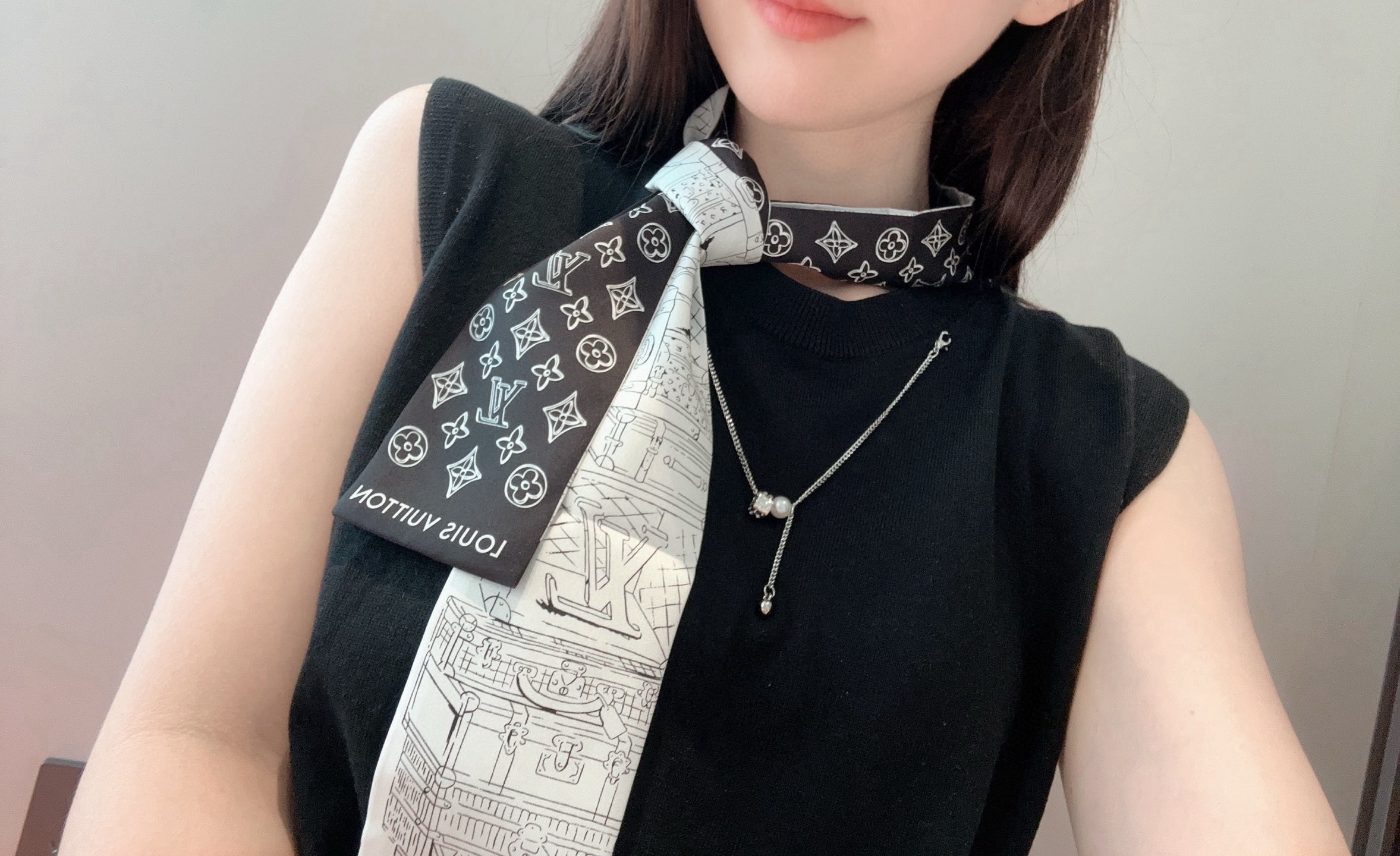LVA貨雙面印花絲巾細長款Twilly包包綁帶