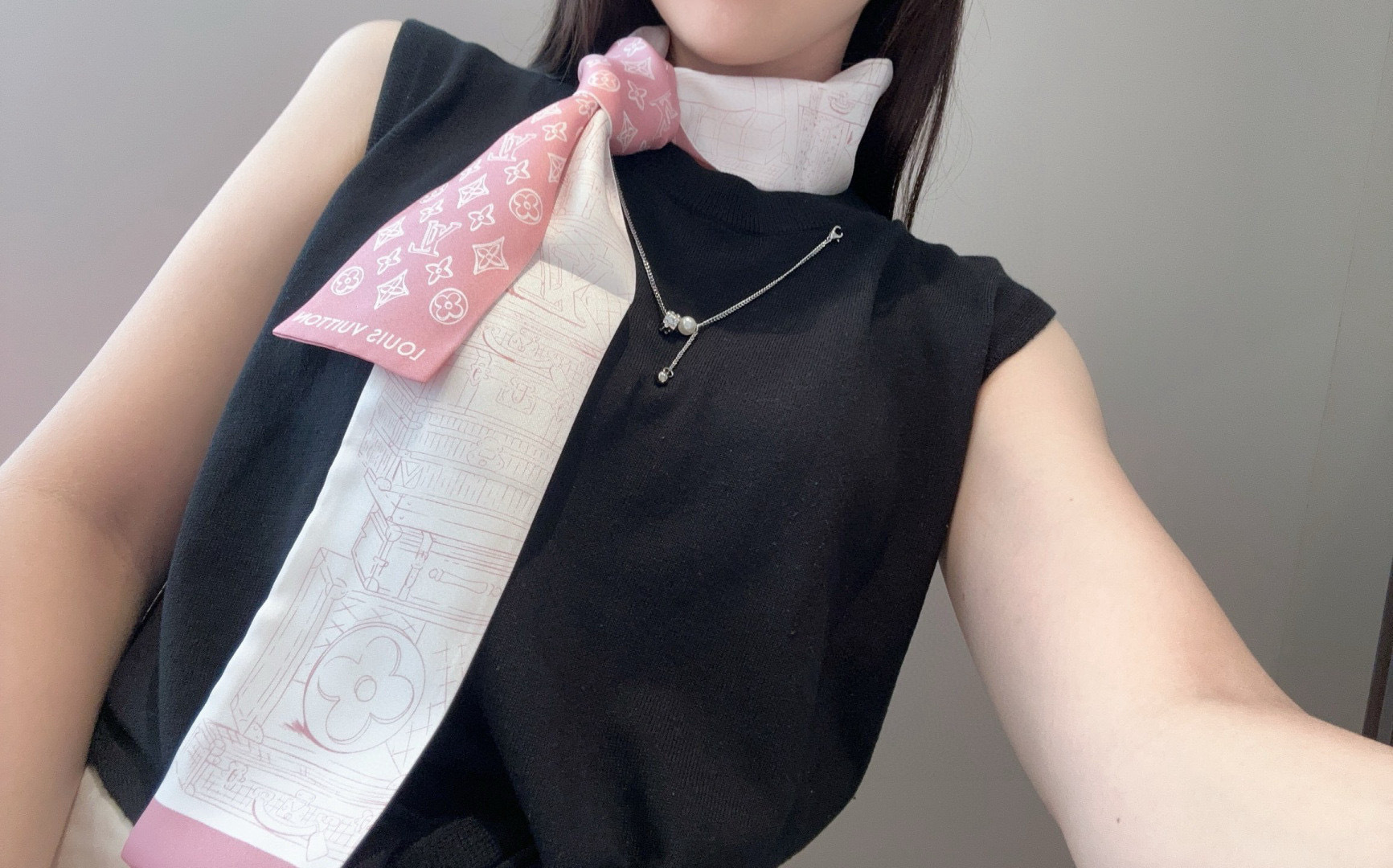 LV高仿雙面印花Twilly絲巾女款包包裝飾綁帶