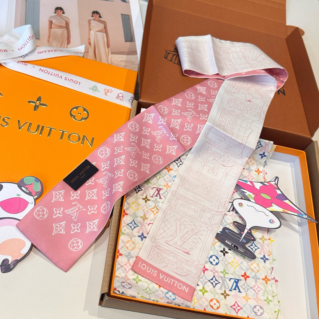 LV高仿雙面印花Twilly絲巾女款包包裝飾綁帶