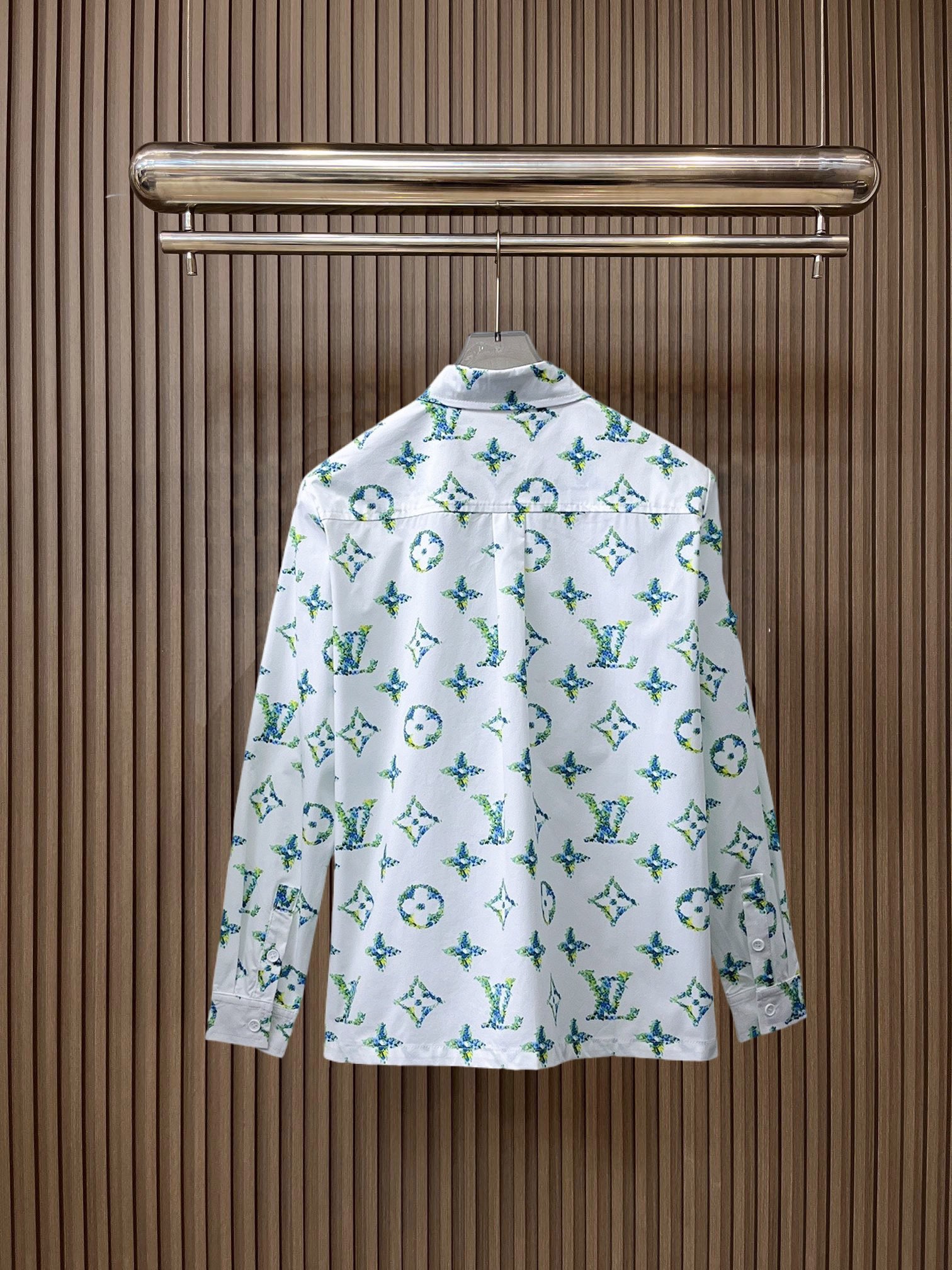 LV A貨藍綠花Monogram印花襯衫 男士長袖百搭襯衣| 14 LV A貨藍綠花Monogram印花襯衫 男士長袖百搭襯衣