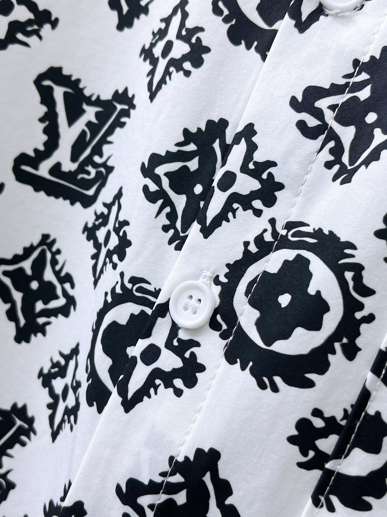 LV一比一黑白Monogram印花長袖襯衫 男士潮流襯衣| 13 LV一比一黑白Monogram印花長袖襯衫 男士潮流襯衣