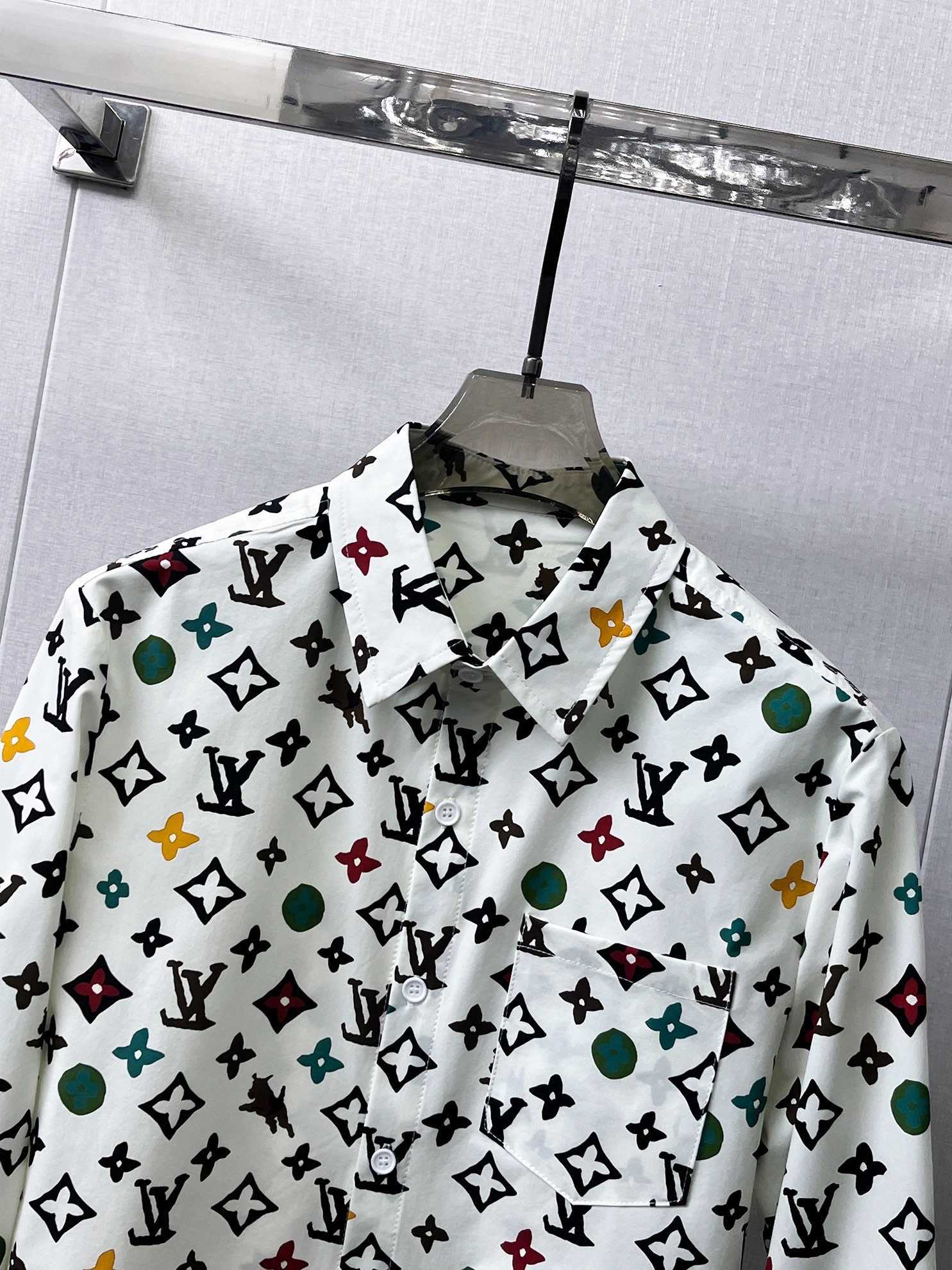 LV高仿彩色Monogram滿印長袖襯衫 男士時尚印花襯衣| 11 LV高仿彩色Monogram滿印長袖襯衫 男士時尚印花襯衣
