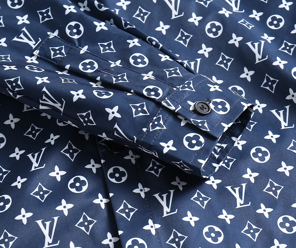 高仿LV男士襯衫 藍色滿版Monogram印花長袖襯衣| 10 高仿LV男士襯衫 藍色滿版Monogram印花長袖襯衣
