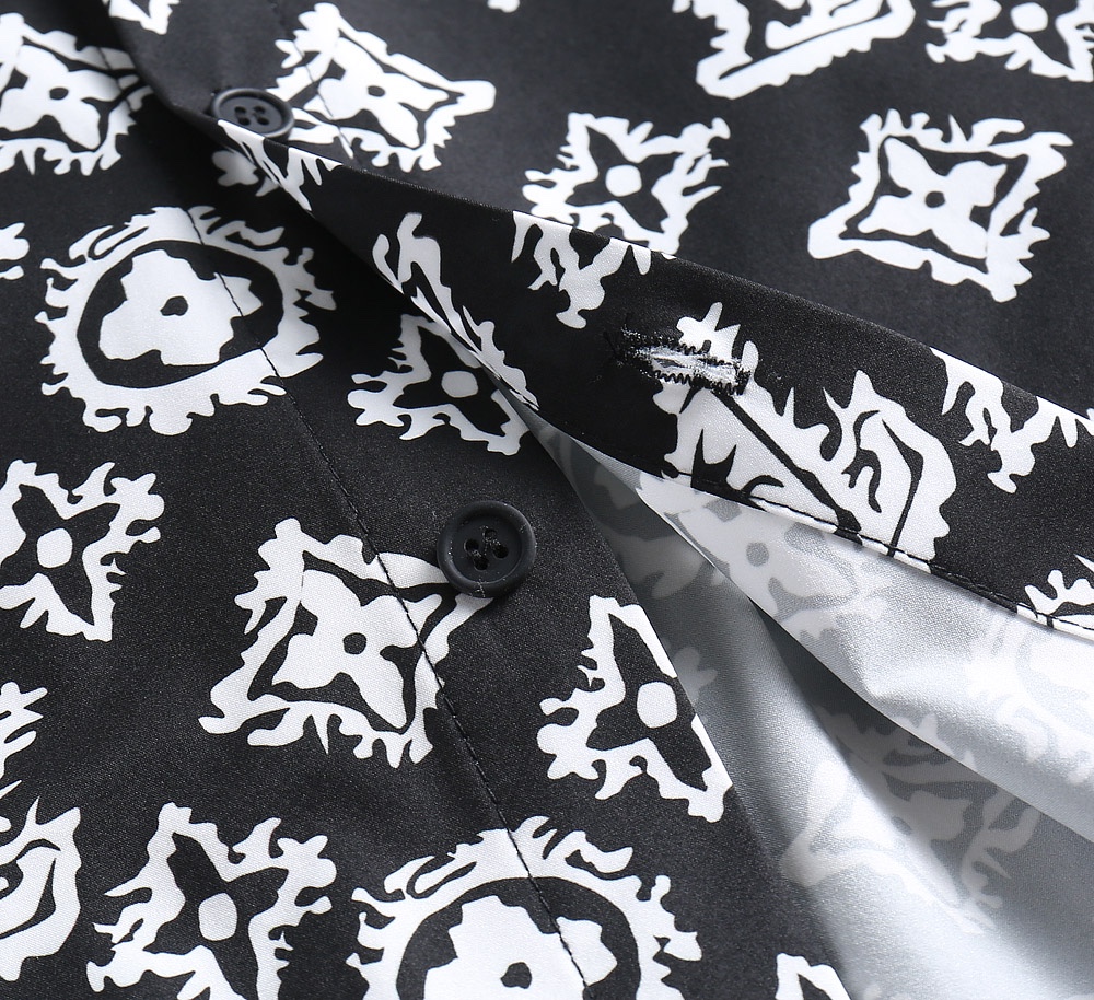 一比一LV男士襯衫 黑白Monogram滿版印花長袖襯衣| 11 一比一LV男士襯衫 黑白Monogram滿版印花長袖襯衣