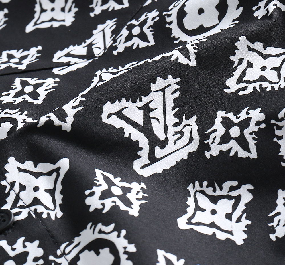一比一LV男士襯衫 黑白Monogram滿版印花長袖襯衣| 10 一比一LV男士襯衫 黑白Monogram滿版印花長袖襯衣