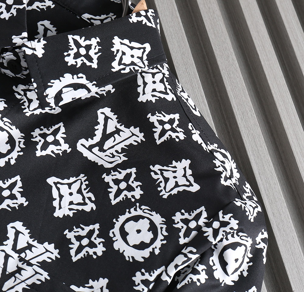 一比一LV男士襯衫 黑白Monogram滿版印花長袖襯衣| 9 一比一LV男士襯衫 黑白Monogram滿版印花長袖襯衣