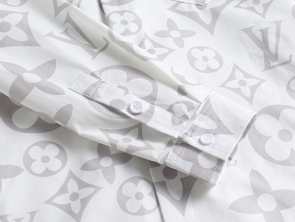 高仿LV男士襯衫 白灰色Oversize Monogram長袖襯衣| 15 高仿LV男士襯衫 白灰色Oversize Monogram長袖襯衣
