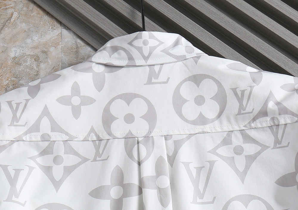 高仿LV男士襯衫 白灰色Oversize Monogram長袖襯衣| 14 高仿LV男士襯衫 白灰色Oversize Monogram長袖襯衣