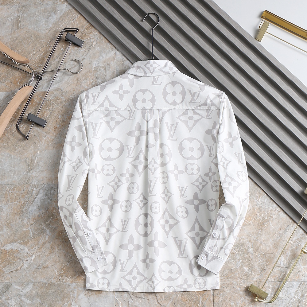 高仿LV男士襯衫 白灰色Oversize Monogram長袖襯衣| 13 高仿LV男士襯衫 白灰色Oversize Monogram長袖襯衣