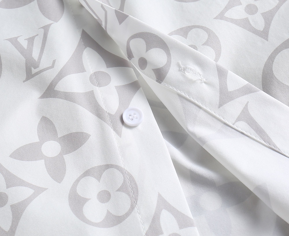 高仿LV男士襯衫 白灰色Oversize Monogram長袖襯衣| 9 高仿LV男士襯衫 白灰色Oversize Monogram長袖襯衣