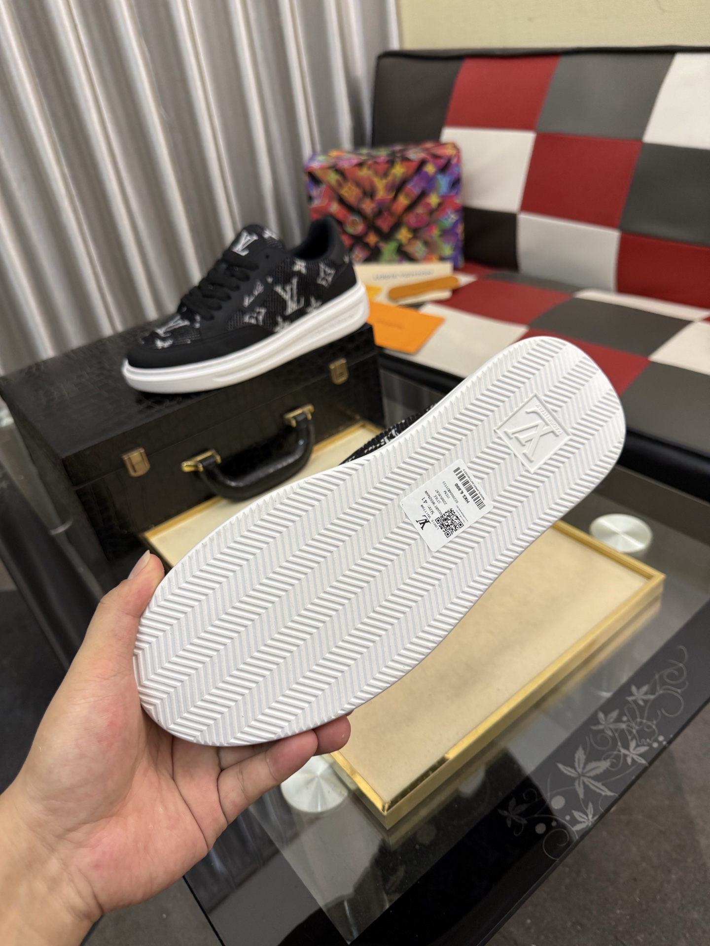 LV A貨男鞋 黑白 Monogram 拼接厚底低筒繫帶休閒鞋| 7 LV A貨男鞋 黑白 Monogram 拼接厚底低筒繫帶休閒鞋
