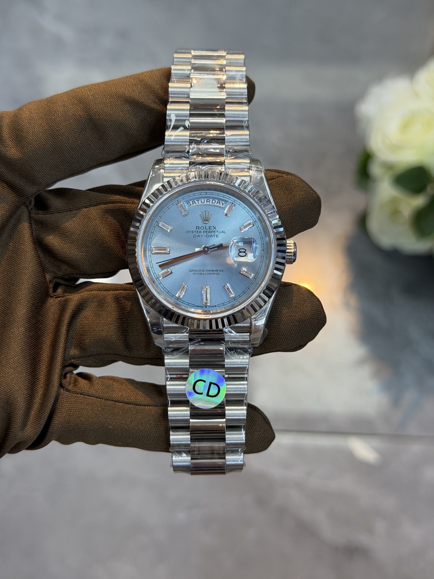 ROLEX復刻Day-Date男士冰藍面腕錶 鑽石時標星期日曆鋼帶機械手錶| 14 ROLEX復刻Day-Date男士冰藍面腕錶 鑽石時標星期日曆鋼帶機械手錶