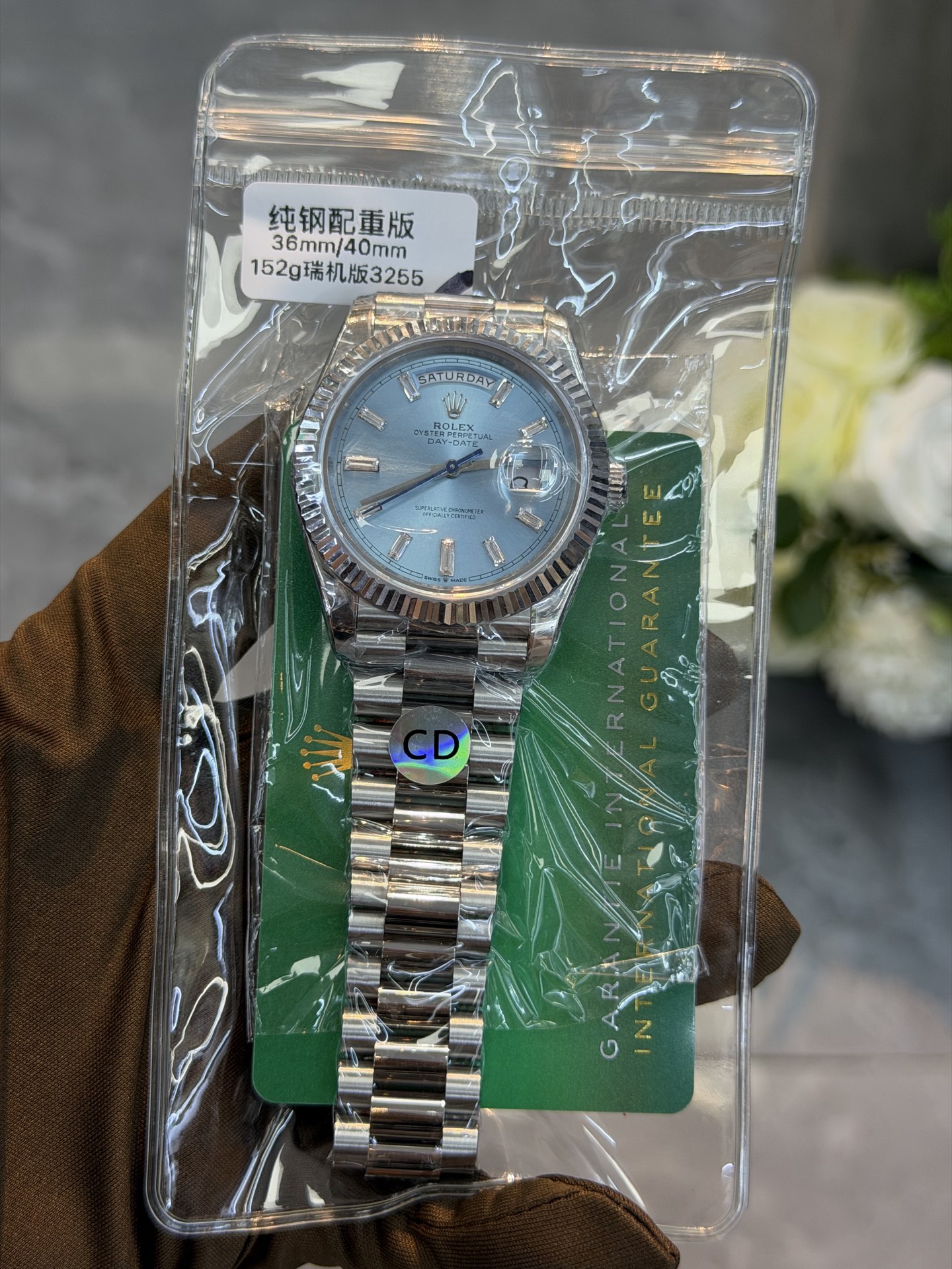 ROLEX復刻Day-Date男士冰藍面腕錶 鑽石時標星期日曆鋼帶機械手錶| 13 ROLEX復刻Day-Date男士冰藍面腕錶 鑽石時標星期日曆鋼帶機械手錶