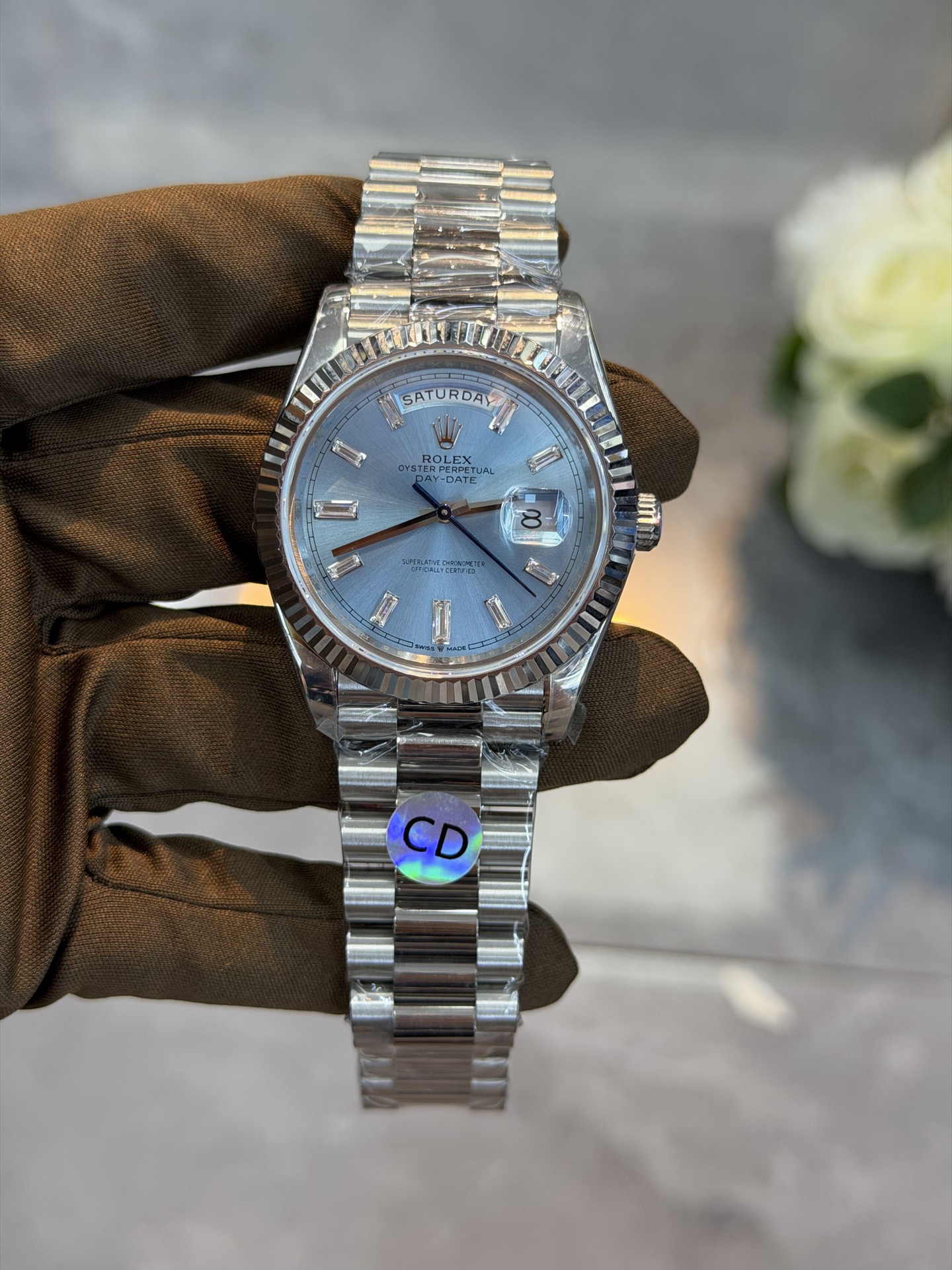 ROLEX復刻Day-Date男士冰藍面腕錶 鑽石時標星期日曆鋼帶機械手錶| 12 ROLEX復刻Day-Date男士冰藍面腕錶 鑽石時標星期日曆鋼帶機械手錶