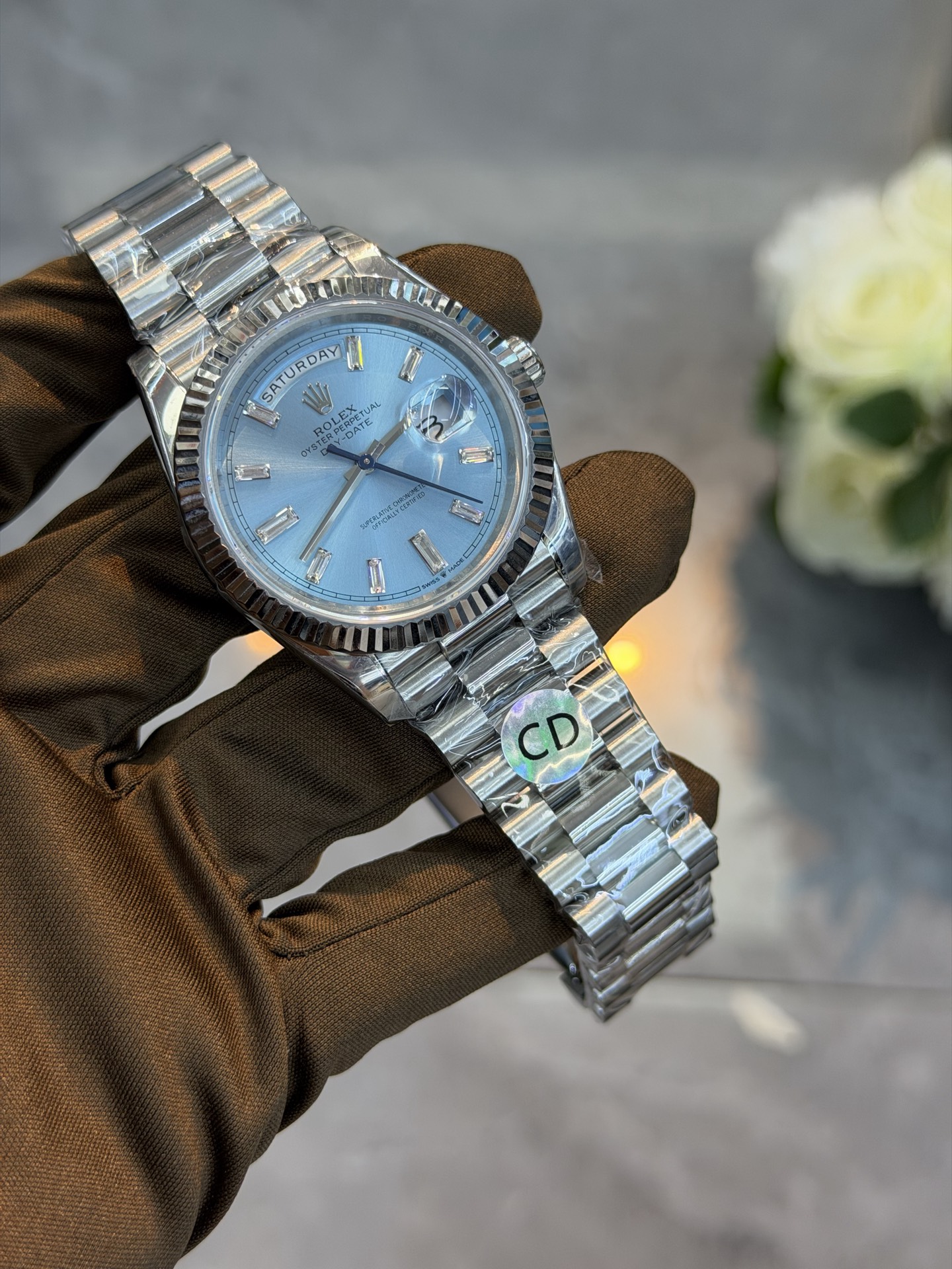 ROLEX復刻Day-Date男士冰藍面腕錶 鑽石時標星期日曆鋼帶機械手錶| 11 ROLEX復刻Day-Date男士冰藍面腕錶 鑽石時標星期日曆鋼帶機械手錶