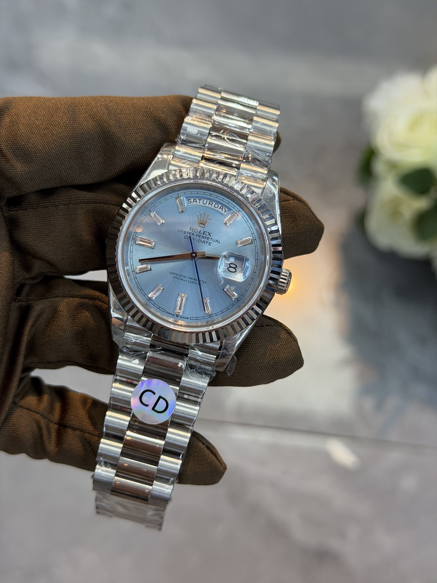 ROLEX復刻Day-Date男士冰藍面腕錶 鑽石時標星期日曆鋼帶機械手錶| 10 ROLEX復刻Day-Date男士冰藍面腕錶 鑽石時標星期日曆鋼帶機械手錶