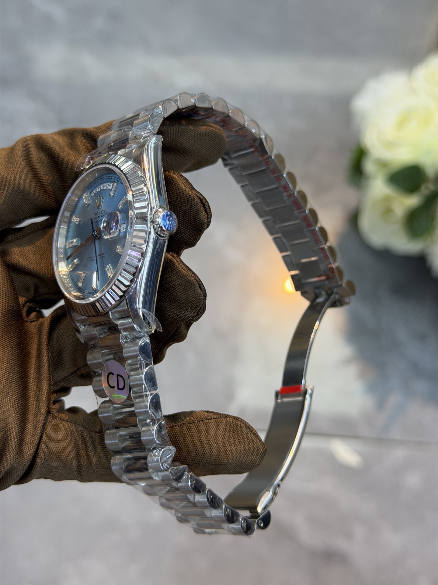 ROLEX復刻Day-Date男士冰藍面腕錶 鑽石時標星期日曆鋼帶機械手錶| 9 ROLEX復刻Day-Date男士冰藍面腕錶 鑽石時標星期日曆鋼帶機械手錶