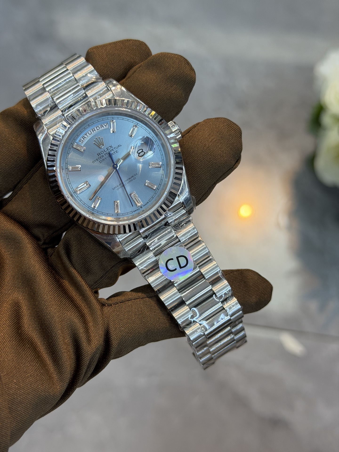 ROLEX復刻Day-Date男士冰藍面腕錶 鑽石時標星期日曆鋼帶機械手錶| 7 ROLEX復刻Day-Date男士冰藍面腕錶 鑽石時標星期日曆鋼帶機械手錶