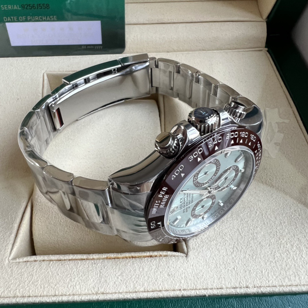 ROLEX高仿Daytona迪通拿冰藍面男士腕錶 棕色外圈三眼計時鋼帶手錶| 7 ROLEX高仿Daytona迪通拿冰藍面男士腕錶 棕色外圈三眼計時鋼帶手錶